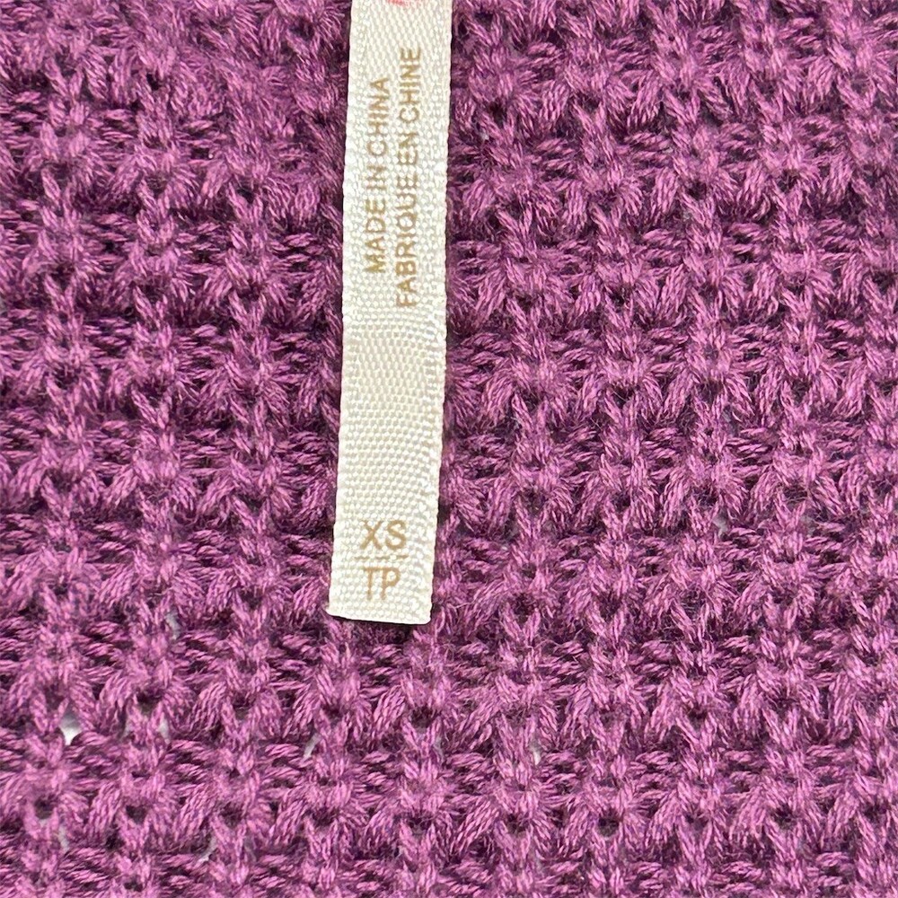 Free People Sweater Womens XS Purple Waffle Knit Cold Shoulder Tunic Top NWT - Picture 8 of 14